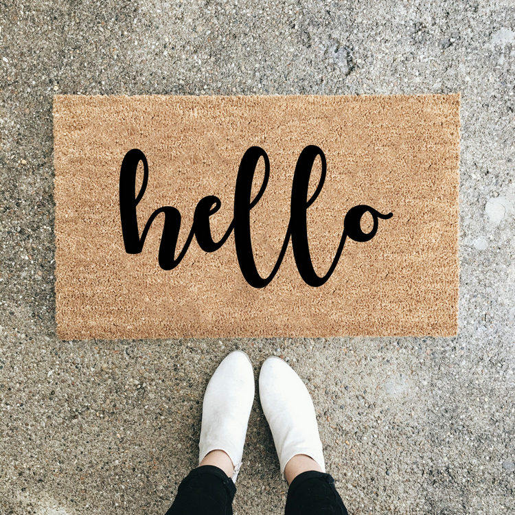 印度进口手工椰棕棕榈进门入户门地垫 北欧简约hello 你好门垫