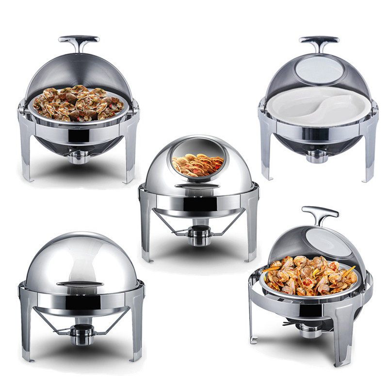 自助餐炉 不锈钢_不锈钢布菲炉加厚圆形全翻盖自助餐炉酒店自助餐保温