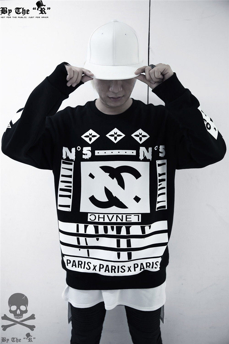 bigbang gd权志龙同款卫衣黑色印花男女情侣款加绒学生情侣款上衣