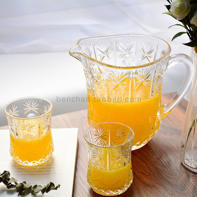 本巢 玻璃印式家居风格玻璃扎杯套装组合果汁壶杯 店主搭