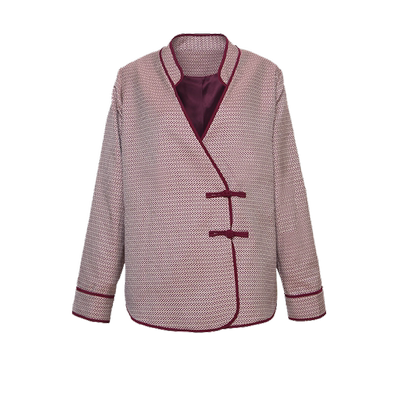 特制几何圆点提花中式领手工盘扣衬衫外套 rimless无边设计师品牌