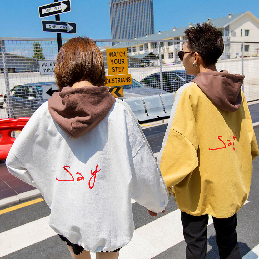 卫衣男韩版宽松潮流秋季学生套头帅气ulzang长袖连帽衫情侣装班服