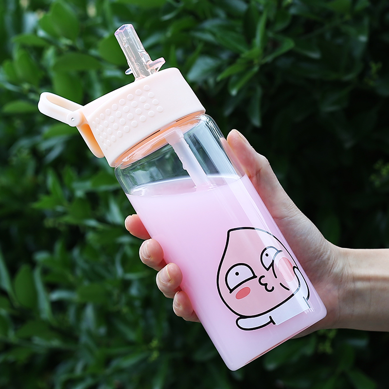 创意玻璃杯韩国可爱孕妇吸管杯韩版女学生带吸管的喝水杯子成人
