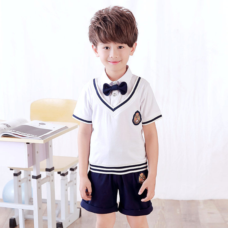 儿童纯棉夏装幼儿园合唱女童连衣裙小学生表演班服主持人套装男孩