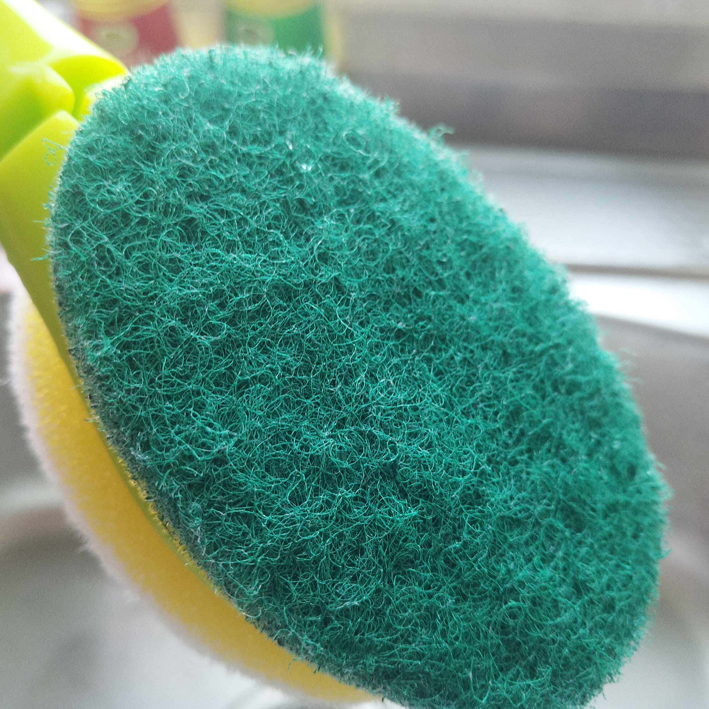 2个装厨房用刷双面海绵清洁刷锅刷带手柄灶台刷子强力去污刷子