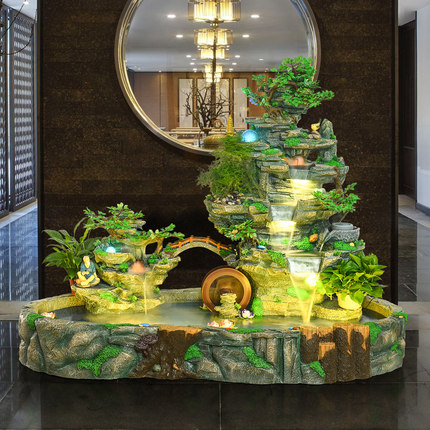 树脂中式流水喷泉落地水景盆景风水墙开业送礼工艺家居装饰品摆件_7折