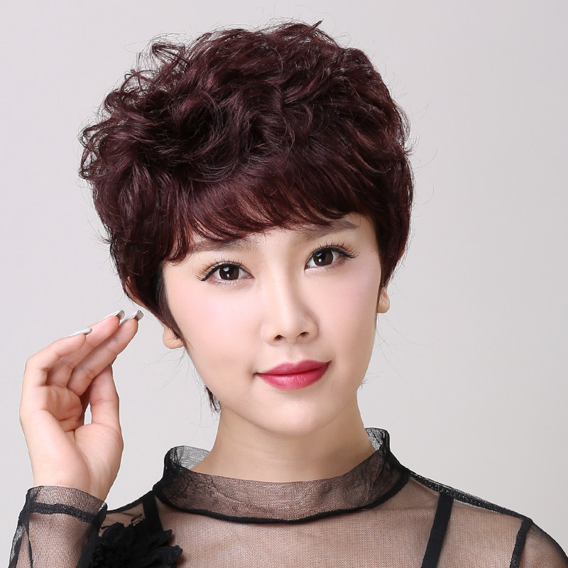 短卷发化疗真发 女士中老年假发套妈妈款卷发假头套优惠券