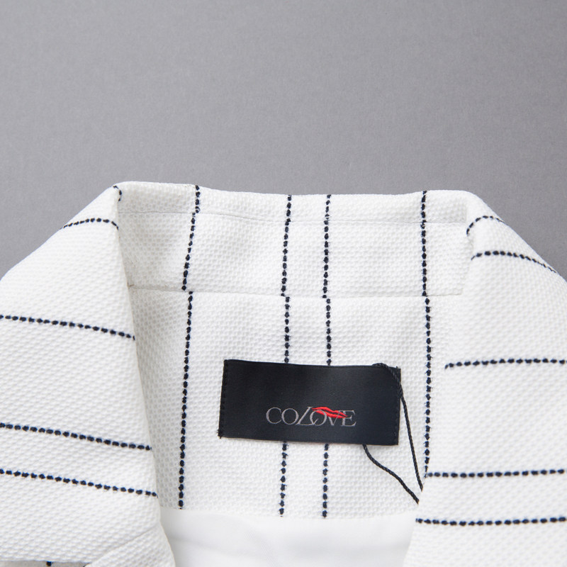 colove/卡拉佛2018春季新品黑白条纹马甲长款绑带无扣百搭时尚