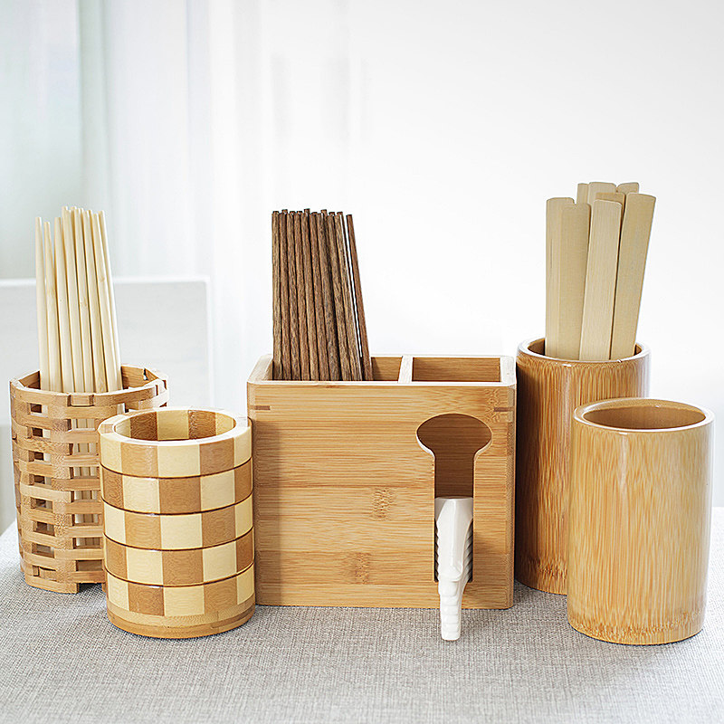 包邮 竹筷子筒饭店专用餐厅面馆木厨房家用沥水创意收纳盒桶筷筒筷