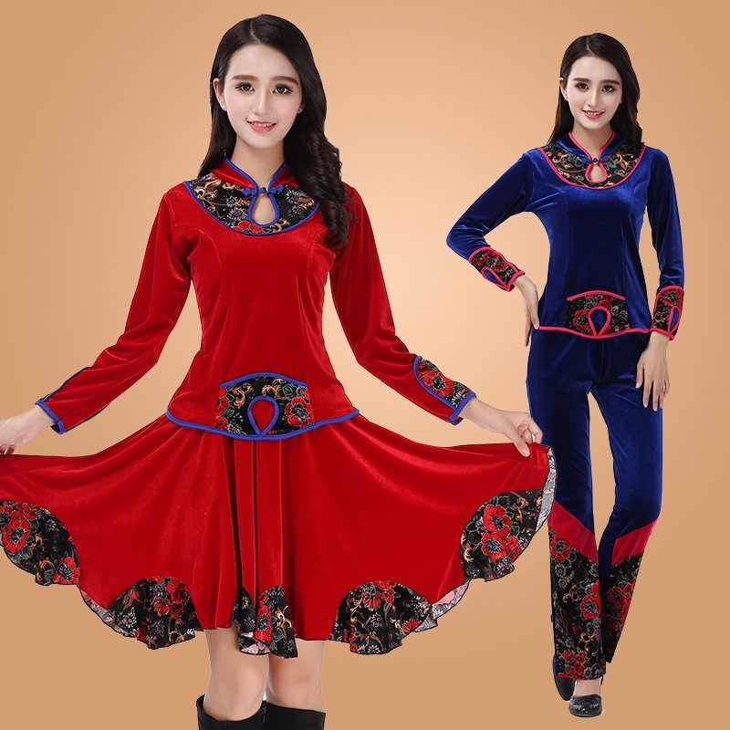 广场舞服装新款套装 短袖上衣夏季跳舞裙子女