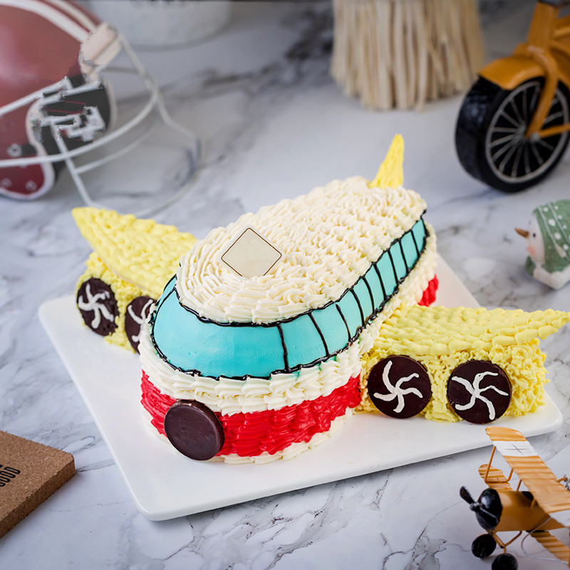 蛋糕定制同城_定制 成都 低糖乳脂奶油 创意飞机儿童水果夹心蛋糕