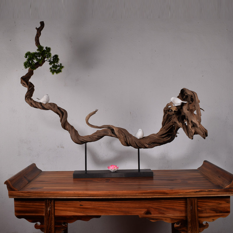 枯木风化木头树根天然原生态禅意摆件客厅玄关办公室样板房装饰品