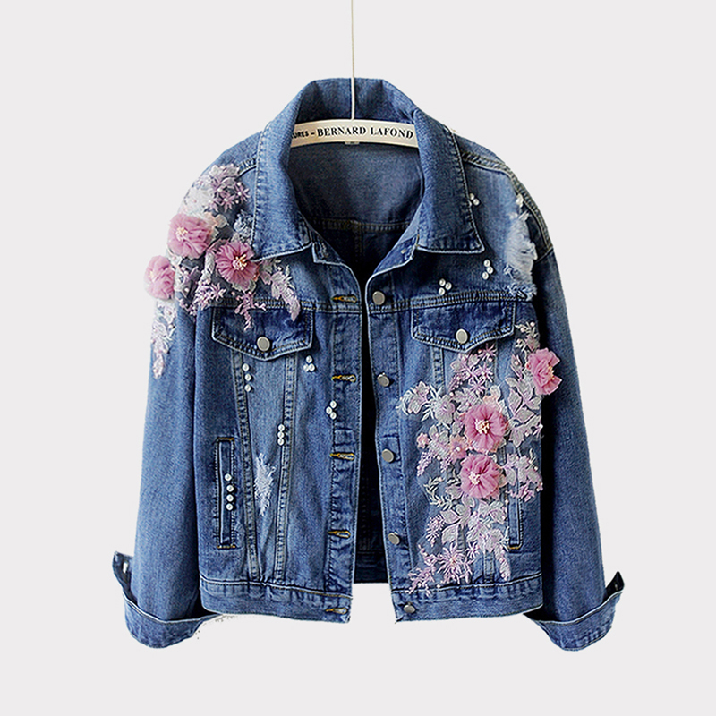 刺绣花朵牛仔外套女