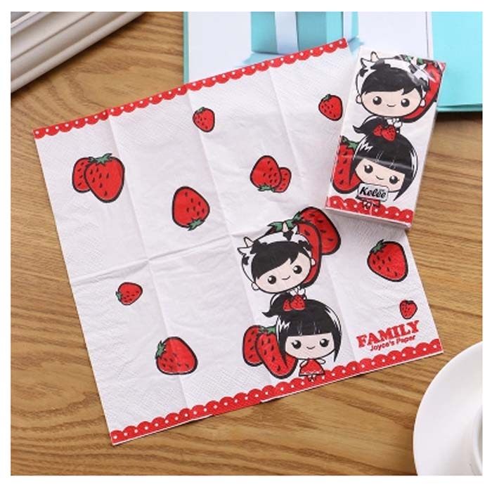 木浆印花手帕纸卡通可爱宜家面巾纸 彩色餐巾小包装纸巾优惠券