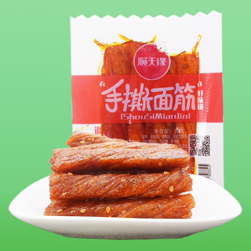 辣条包邮 手撕_满38元包邮 顺天缘手撕面筋22g特产小吃豆干手撕零食