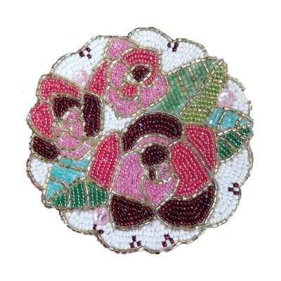 杜鹃珠绣厂家直销原创纯手工串珠复古花朵波西米亚隔热垫茶杯垫