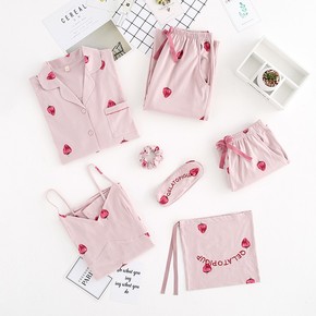 纯棉睡衣套装女春