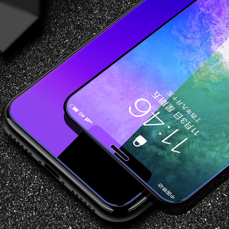 苹果x玻璃膜_iphonexsmax xr钢化玻璃膜苹果x 6s/7/8plus手机贴膜紫光