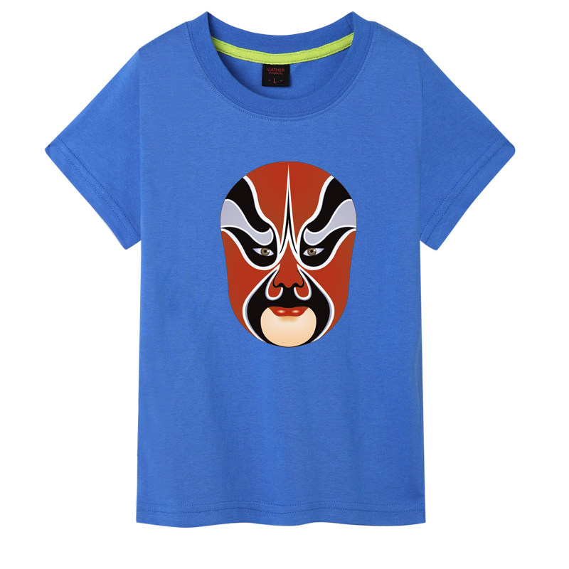 特价脸谱t恤儿童_京剧脸谱图案衣服六一儿童节表演服装幼儿园服儿童装