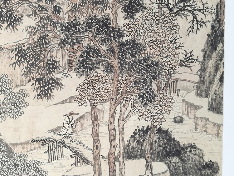 1项圣谟林泉高逸图国画山水画古代名画复制品客厅装饰画书房