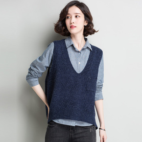 深v领针织衫毛衣 女