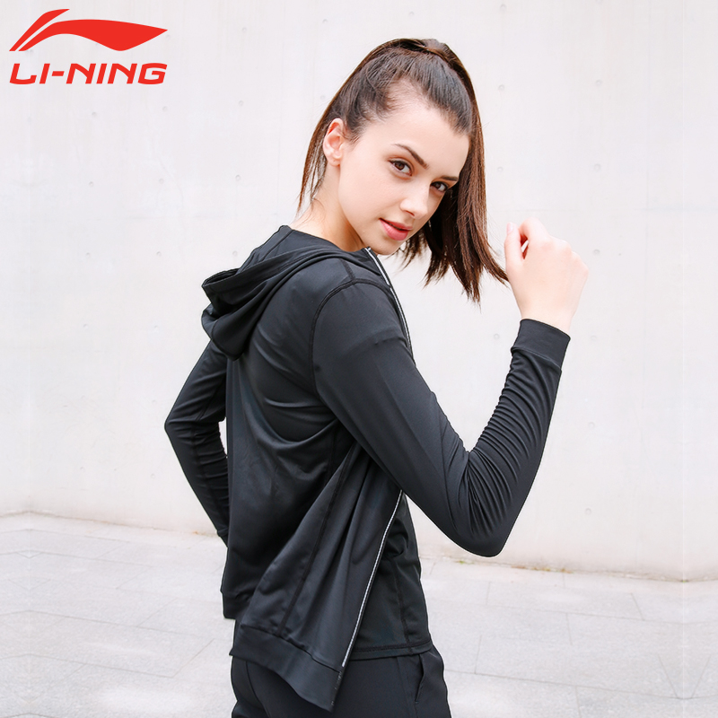 李宁运动夹克女薄款跑步速干上衣运动服健身连帽外套春秋awdm754