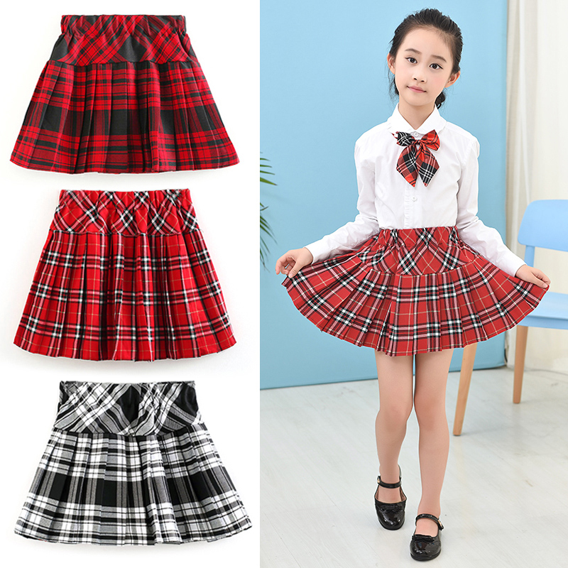 女童短裙 中大童_女童半身裙格子裙中大童小学生学院校服短裙儿童