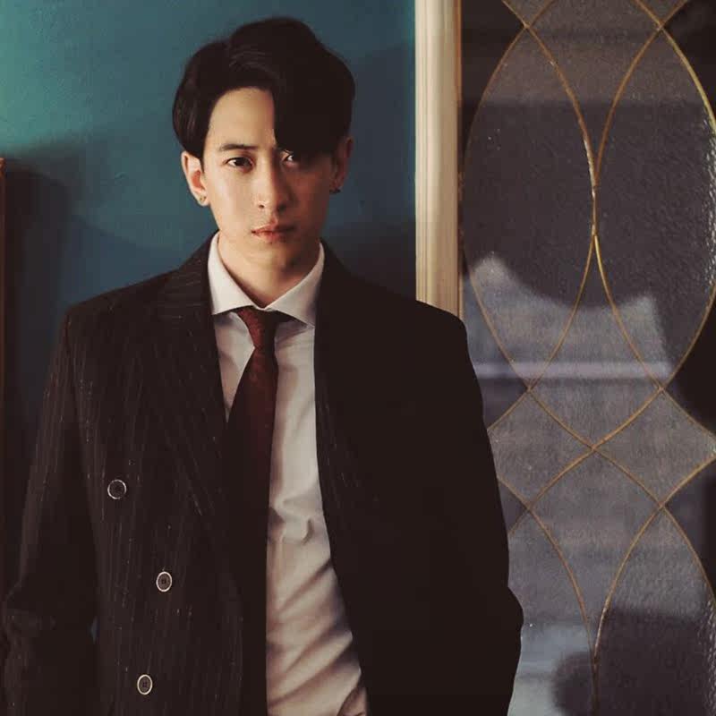 韩国品牌chris wang春秋时尚潮流商务绅士韩版条纹男士西服套装