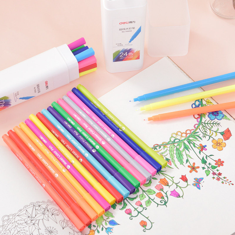一套 学生用_得力彩色勾线笔学生用糖果色中性笔套装小清新可爱做笔记