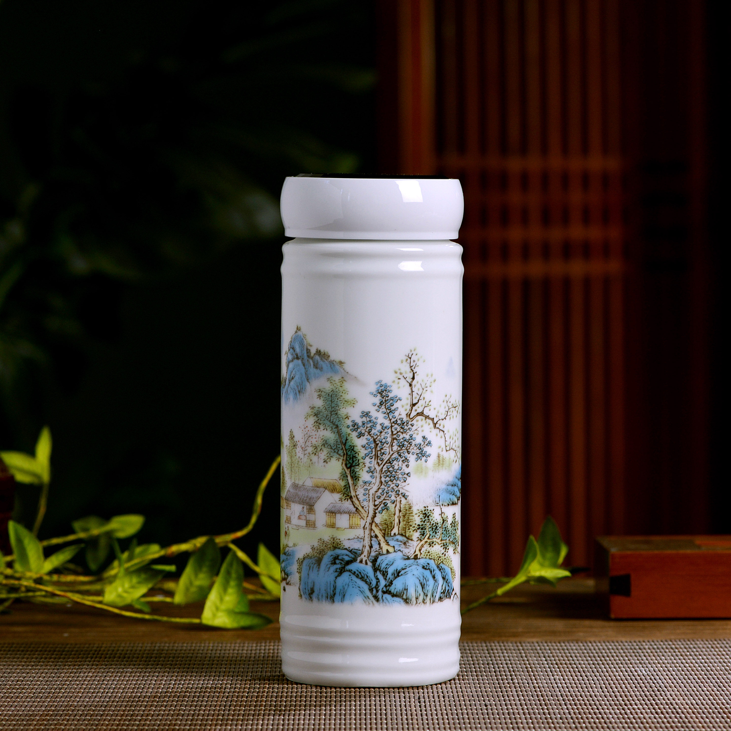 杯子男女通用_陶瓷保温杯双层男女通用带盖景德镇茶杯瓷器礼品办公