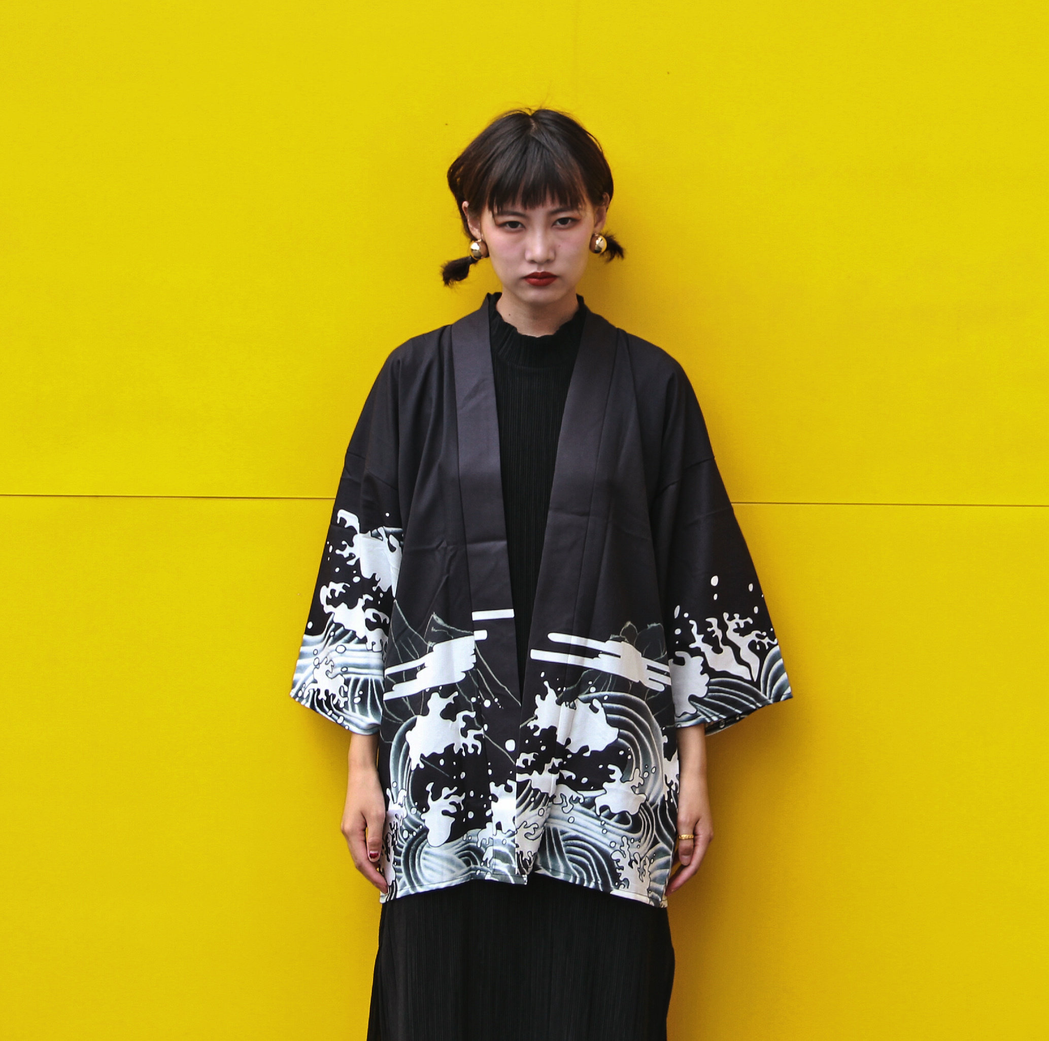 七分袖女外套_浮世绘日式和服飞龙印花七分袖和风羽织男女薄款夏季