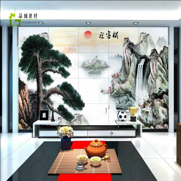 大型壁画外墙瓷砖外墙画山水画墙专供室外背景墙瓷砖背景墙