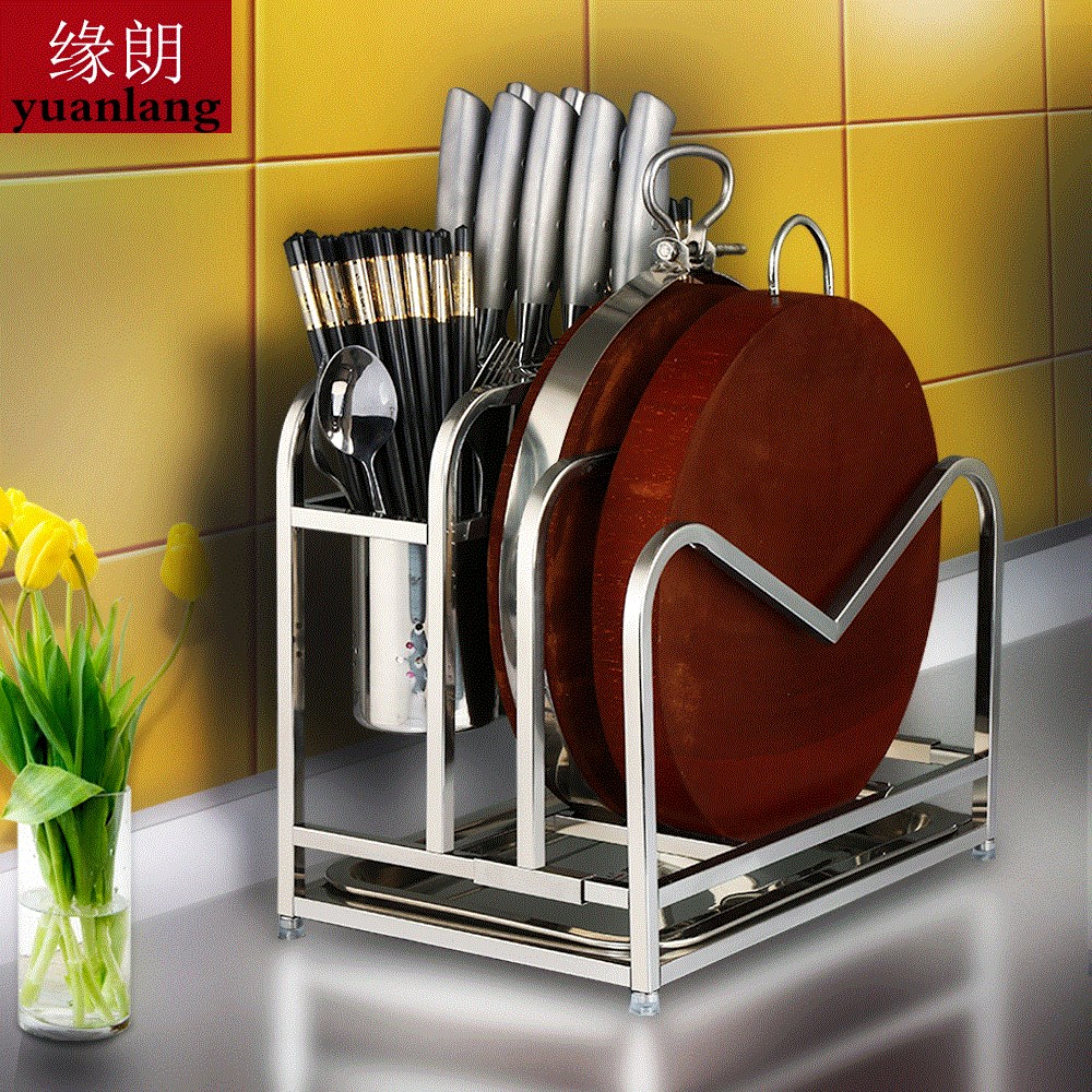 热销刀架锅铲架_厨房用品不锈钢刀架壁挂菜板刀架钻板筷子锅铲挂钩