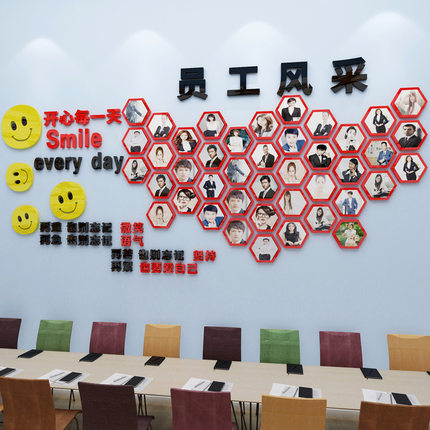 团队照片墙员工风采3d立体墙贴励志企业公司文化墙贴纸办公室装饰_7折