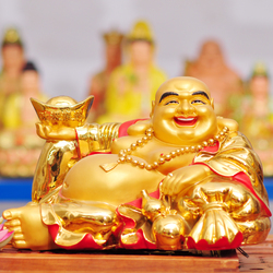 19寸卧身弥勒佛42cm卧佛大肚弥勒佛笑佛大肚佛笑脸卧像树脂佛像
