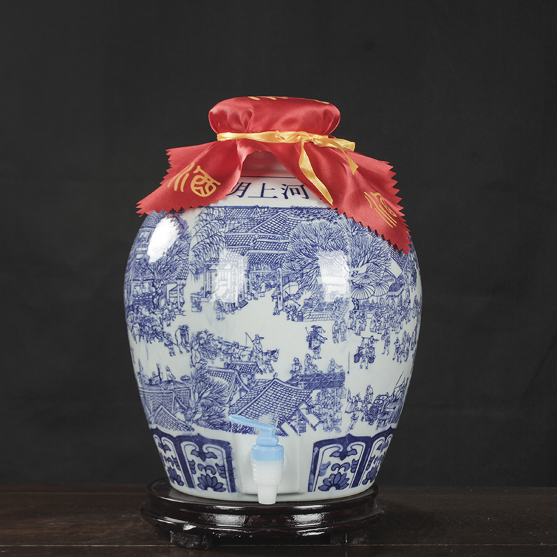 景德镇青花瓷陶瓷酒坛10斤20/30/50斤 密封空酒瓶储存藏酒坛酒罐价格