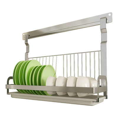 放碗架沥水架壁挂式免打孔不锈钢厨房用品收纳置物架滤水晾碗碟架