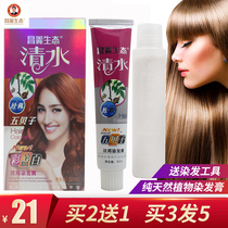 抖音网红2019流行色染发膏染发剂纯植物纯天然无刺激黑茶色冷色系