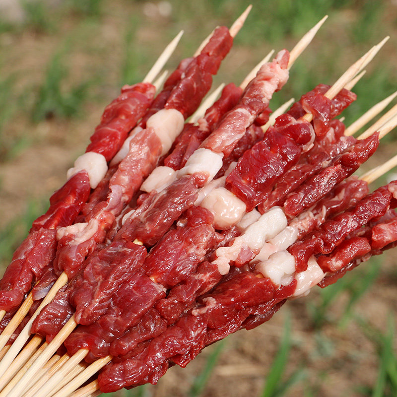 热销羊肉串 新鲜_木兰围场高原羊肉 烤串 烧烤食材 新鲜羊肉串15串