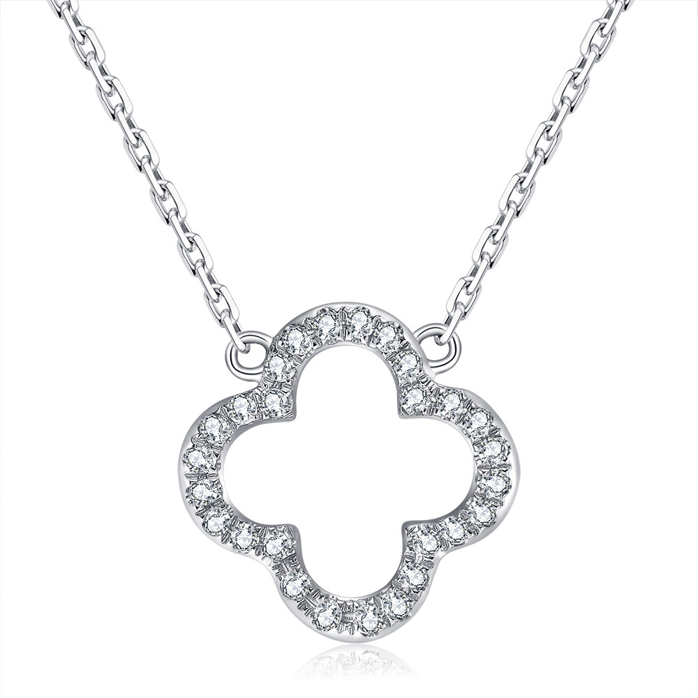 富艺珠宝礼物 小心意k金链18k金钻石项链套链四叶草吊坠锁骨链00