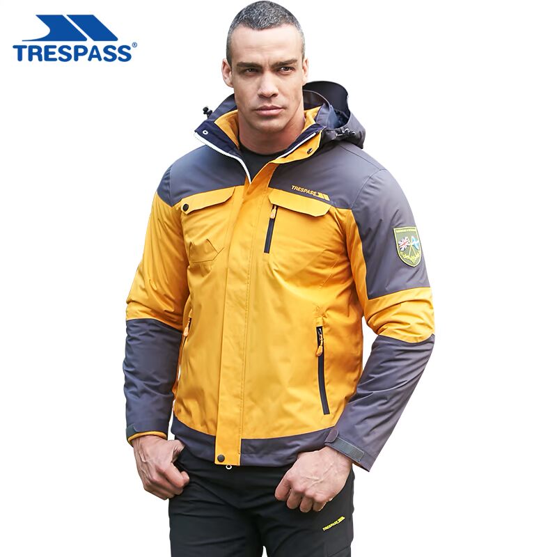 trespass/趣越新款冲锋衣保暖透气冲锋衣男款三合一登山