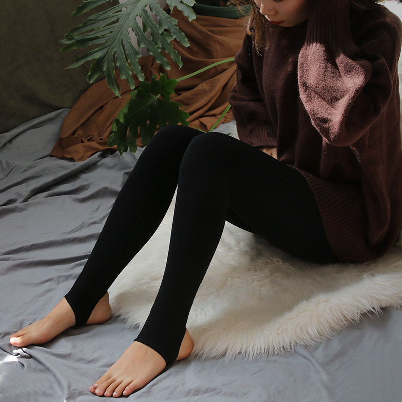 加绒连脚袜_秋冬加绒加厚黑色踩脚打底袜 连脚款保暖袜子260g冬季优惠