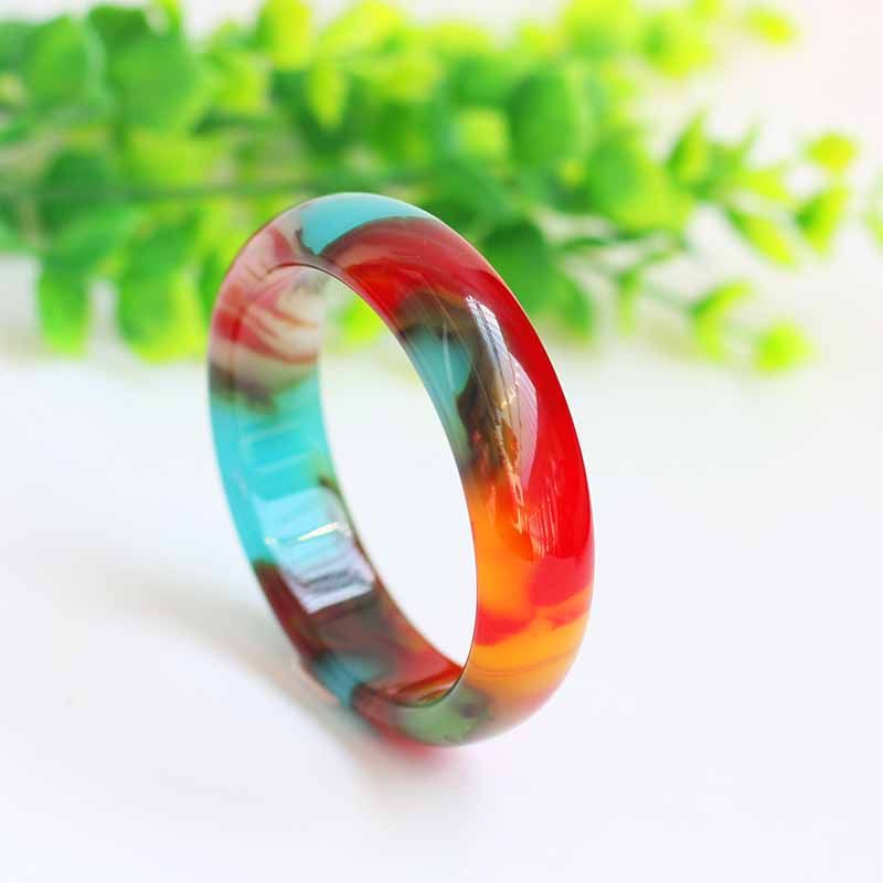 玉手镯 天然七彩玛瑙玉手镯 戈壁玉金丝玉手镯 鸡血玉手镯带证书