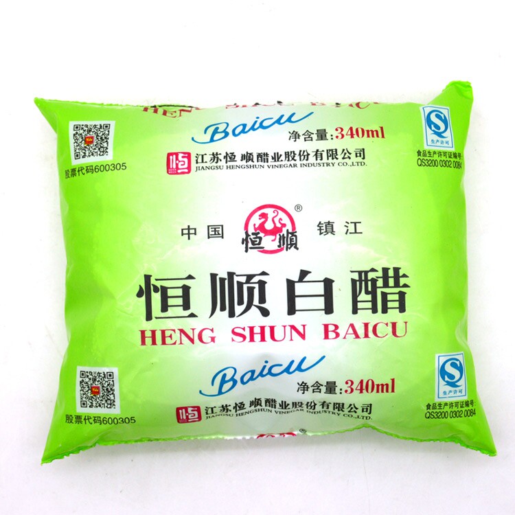 热销白醋袋装_7袋包邮 镇江特产 恒顺白醋340ml 袋装蘸料香醋调味料