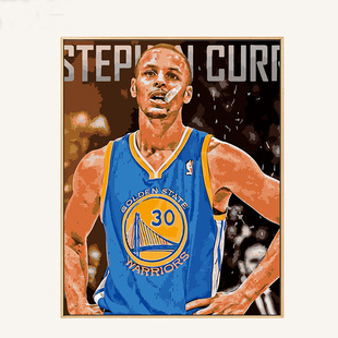 迷朗diy数字油画 科比库里詹姆斯 名人nba篮球明星手绘填色装饰画