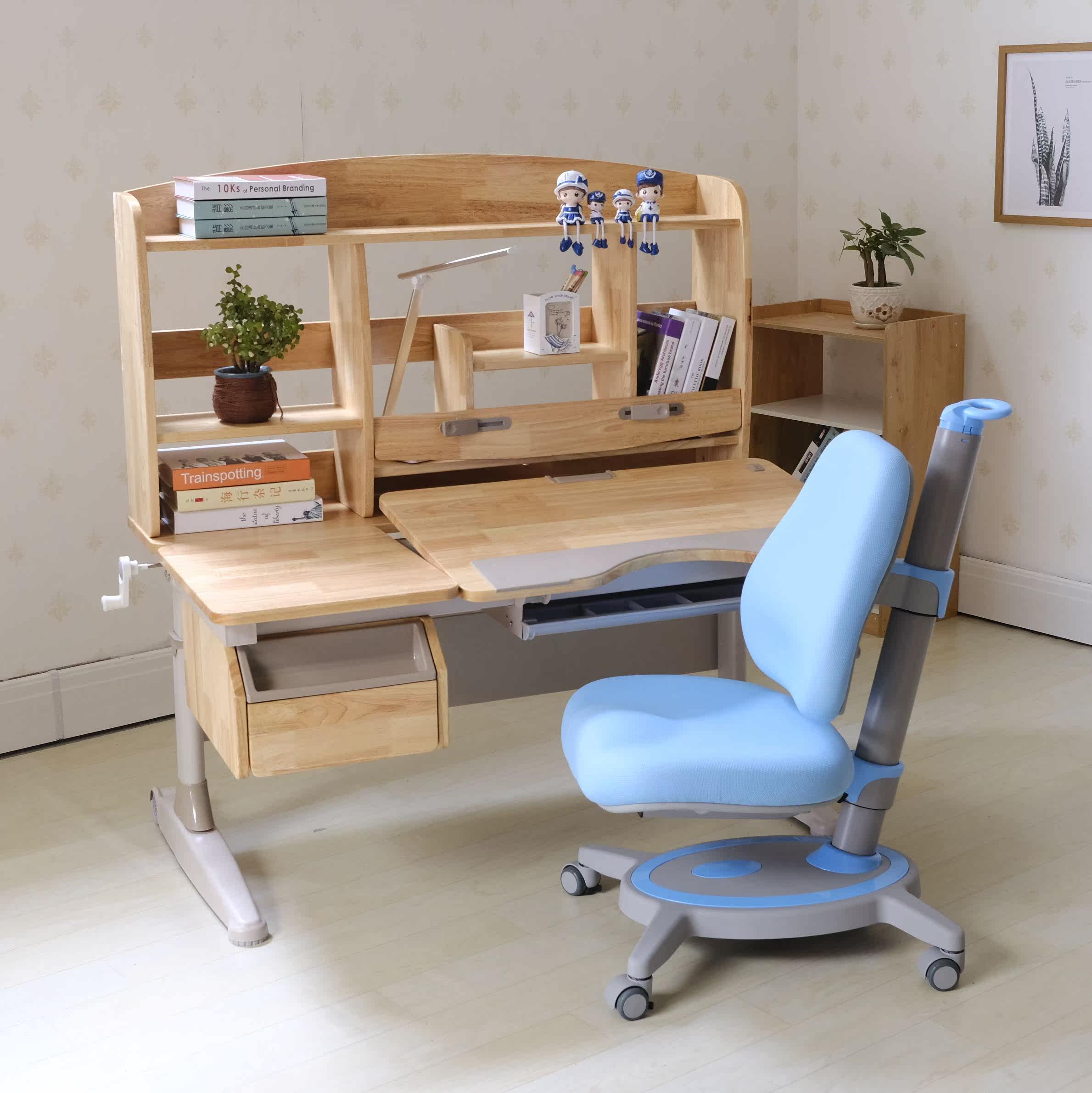 护童儿童书桌 实木_园迪学习桌纯实木儿童书桌小学生写字桌升降课桌椅