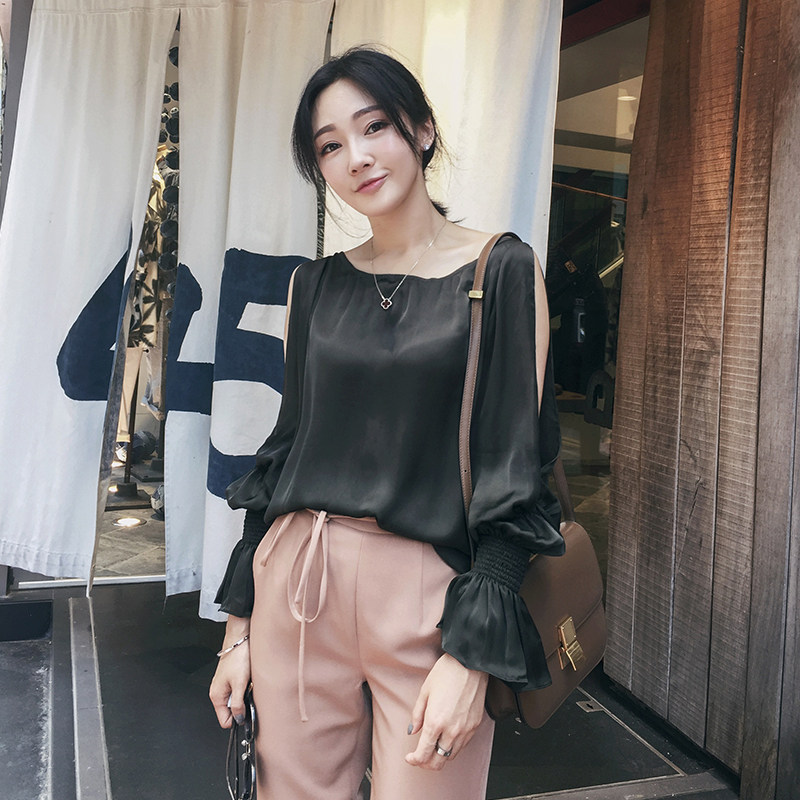 周婷ttc新款女夏秋装韩版宽松开叉短款长袖t恤