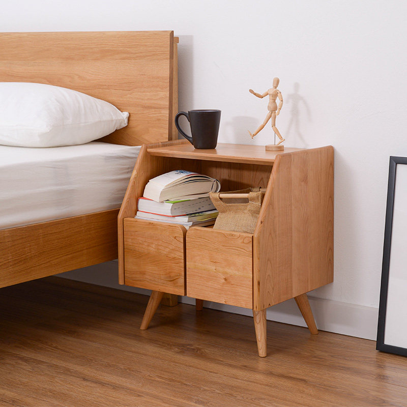 【特价】北陌家居北欧床头柜实木白橡木原木家具迷你专柜正品