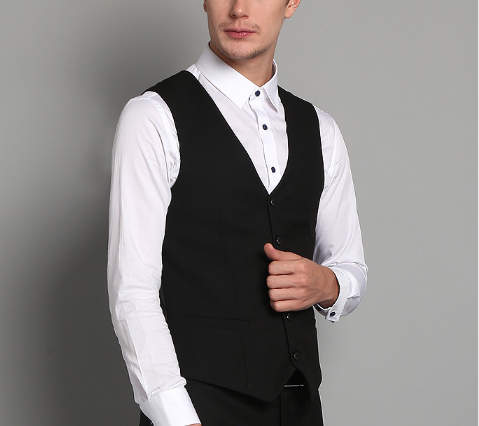 商务绅士_新品男英伦休闲商务绅士西装马甲个性发型师修身纯色马褂