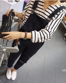 牛仔背带女式长裤